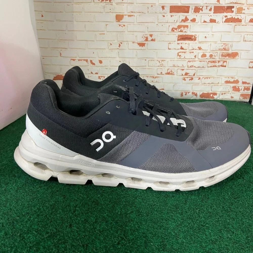 On Cloudrunner Running Shoes Men Size 13 Black Gray Sneakers